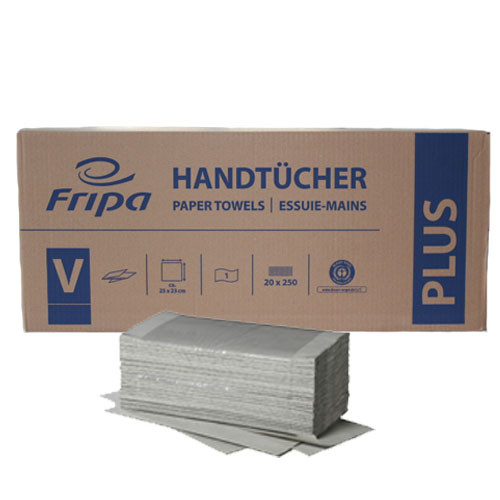Fripa Papierhandtücher Plus, Krepp 1-lagig, 25x23 cm, Zick-Zack